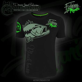 T-Shirt Black Bass Fishing Mania Größe M